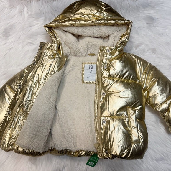 TWINS GAP Kids Gold Puffer Jacket set of 2 size 2yrs Gold puffer - Picture 4 of 13